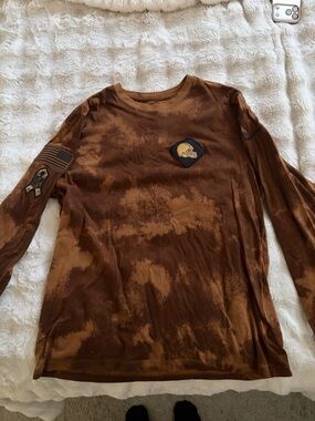 Nike Brown Tie-Dye Long Sleeve Shirt with Patches
